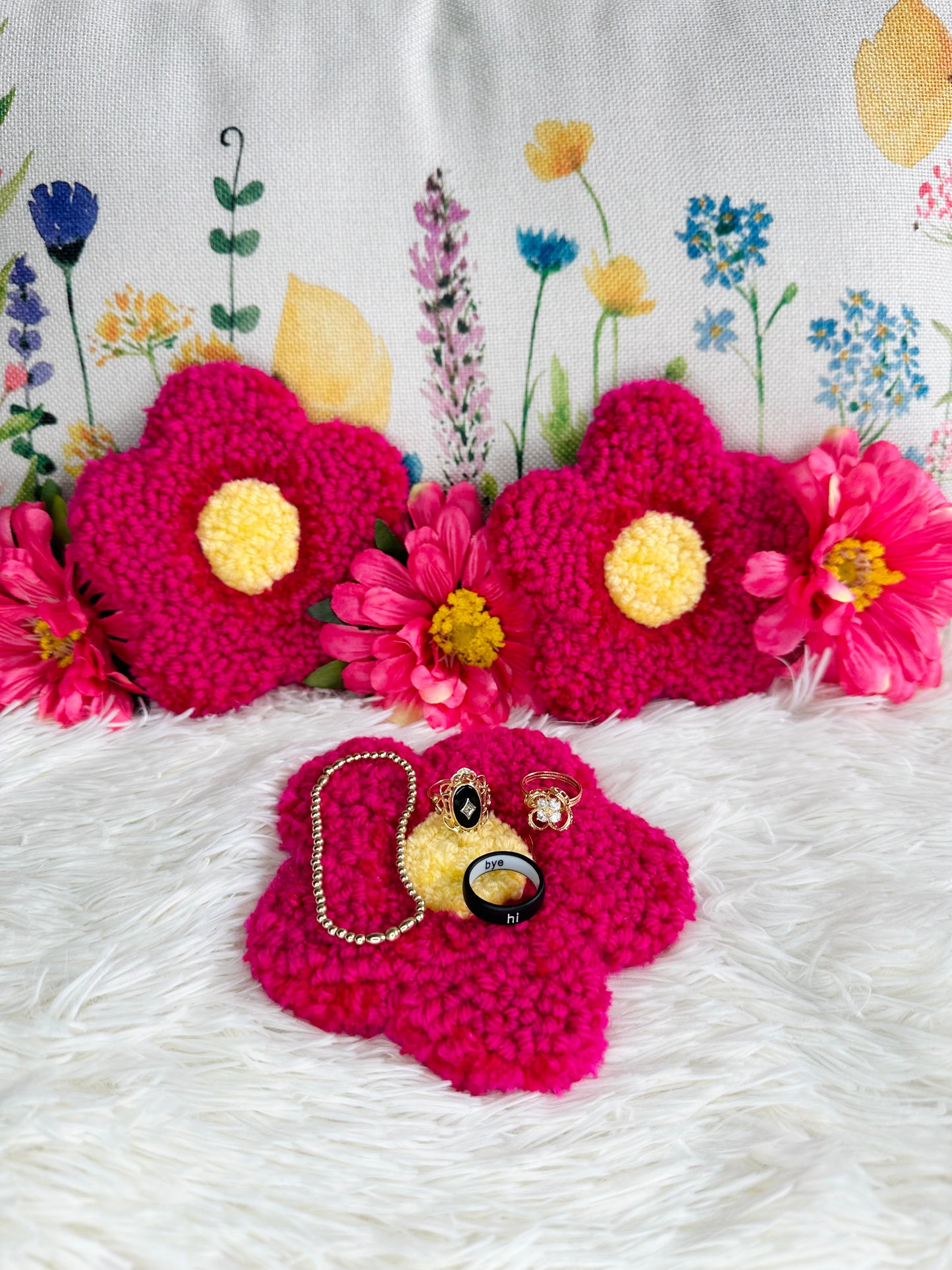 Dark Pink Flower Coaster