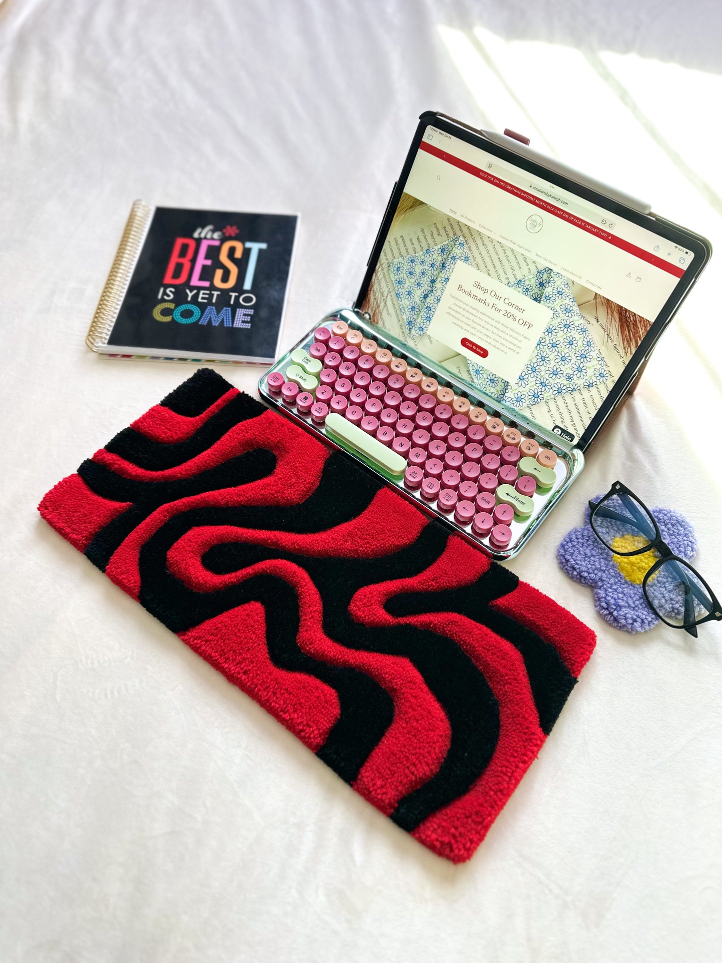 Red & Black Keyboard Rug Mat