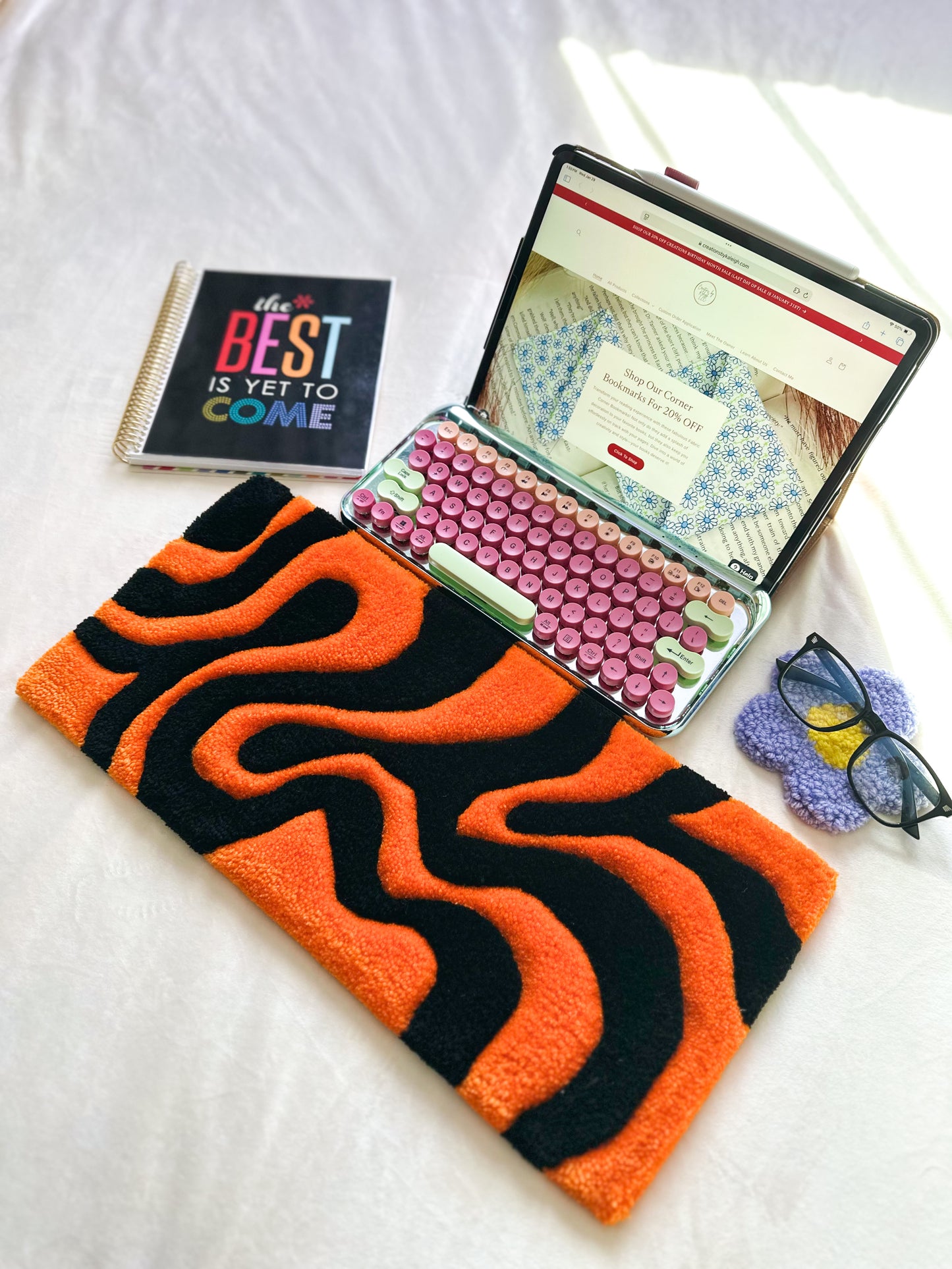 Orange & Black Keyboard Rug Mat