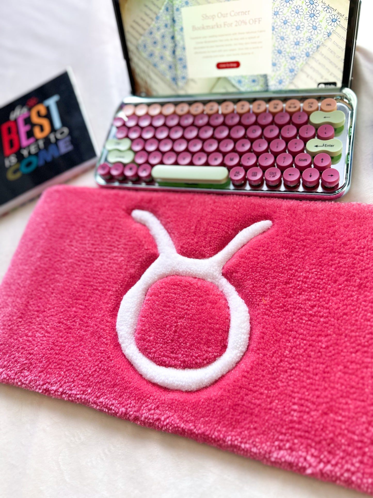 Pink Taurus Keyboard Rug Mat