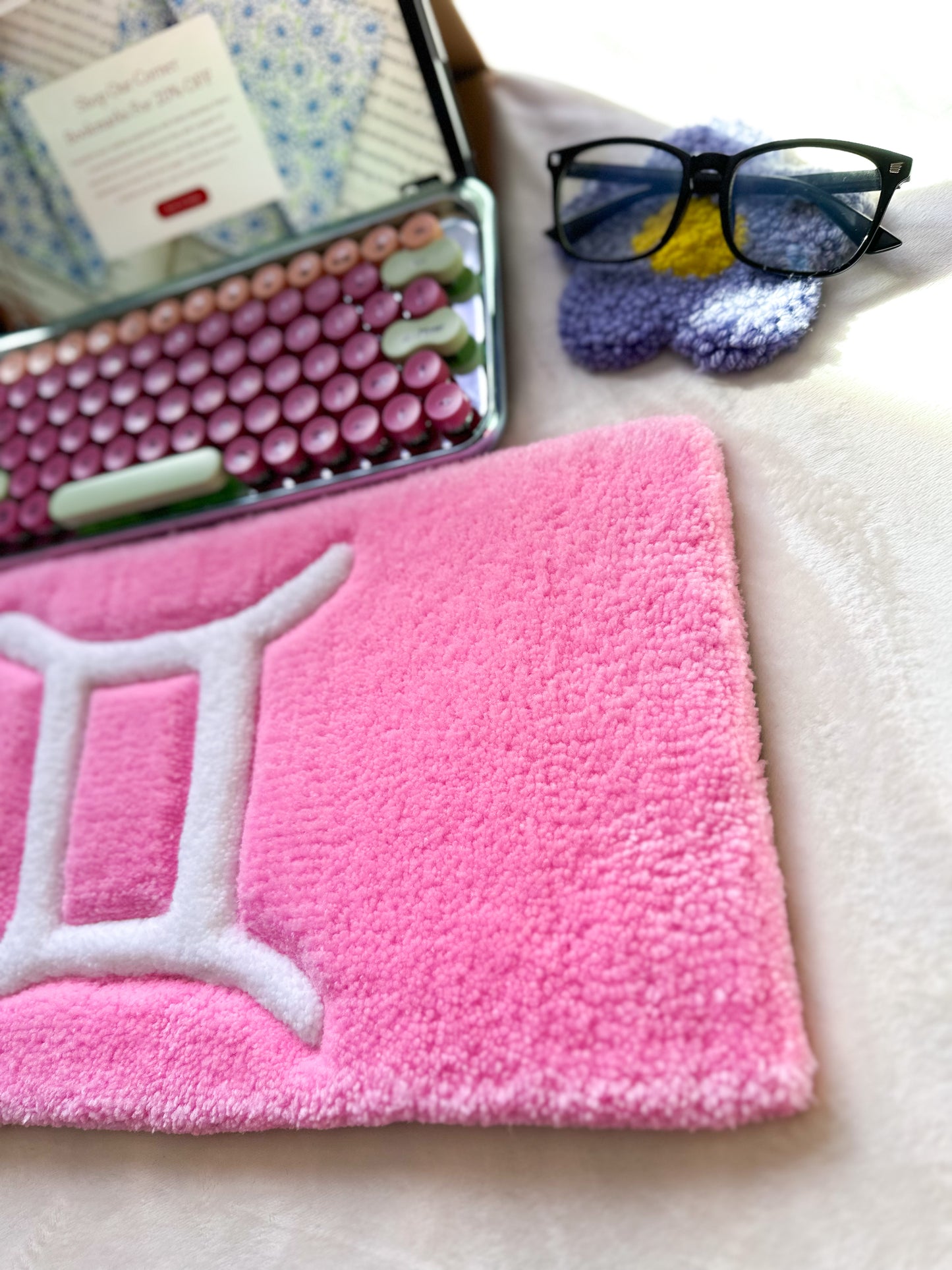 Light Pink Gemini Keyboard Rug Mat