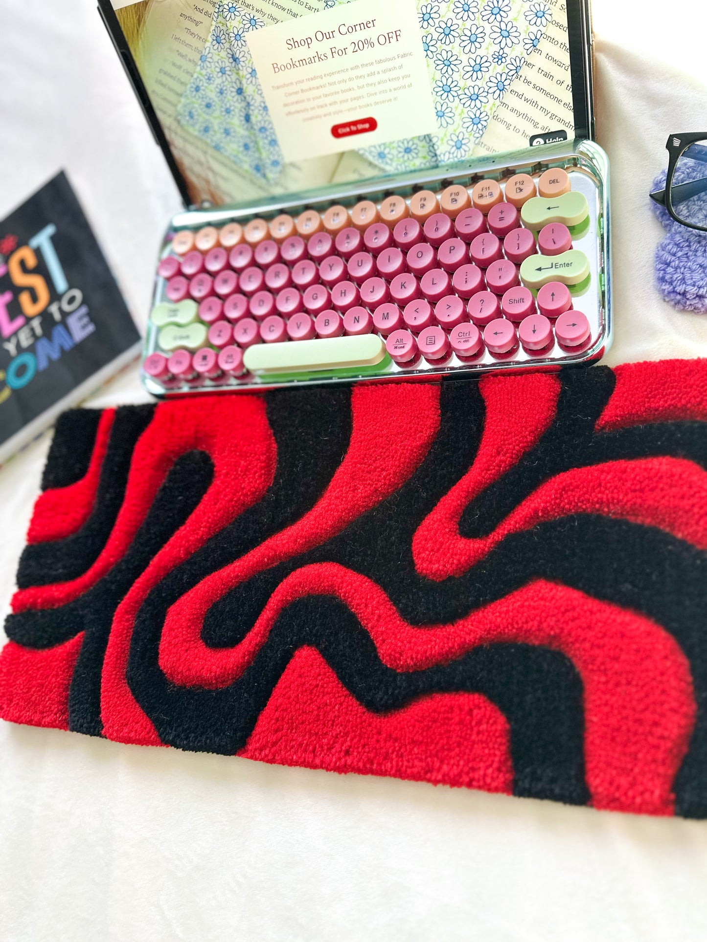 Red & Black Keyboard Rug Mat