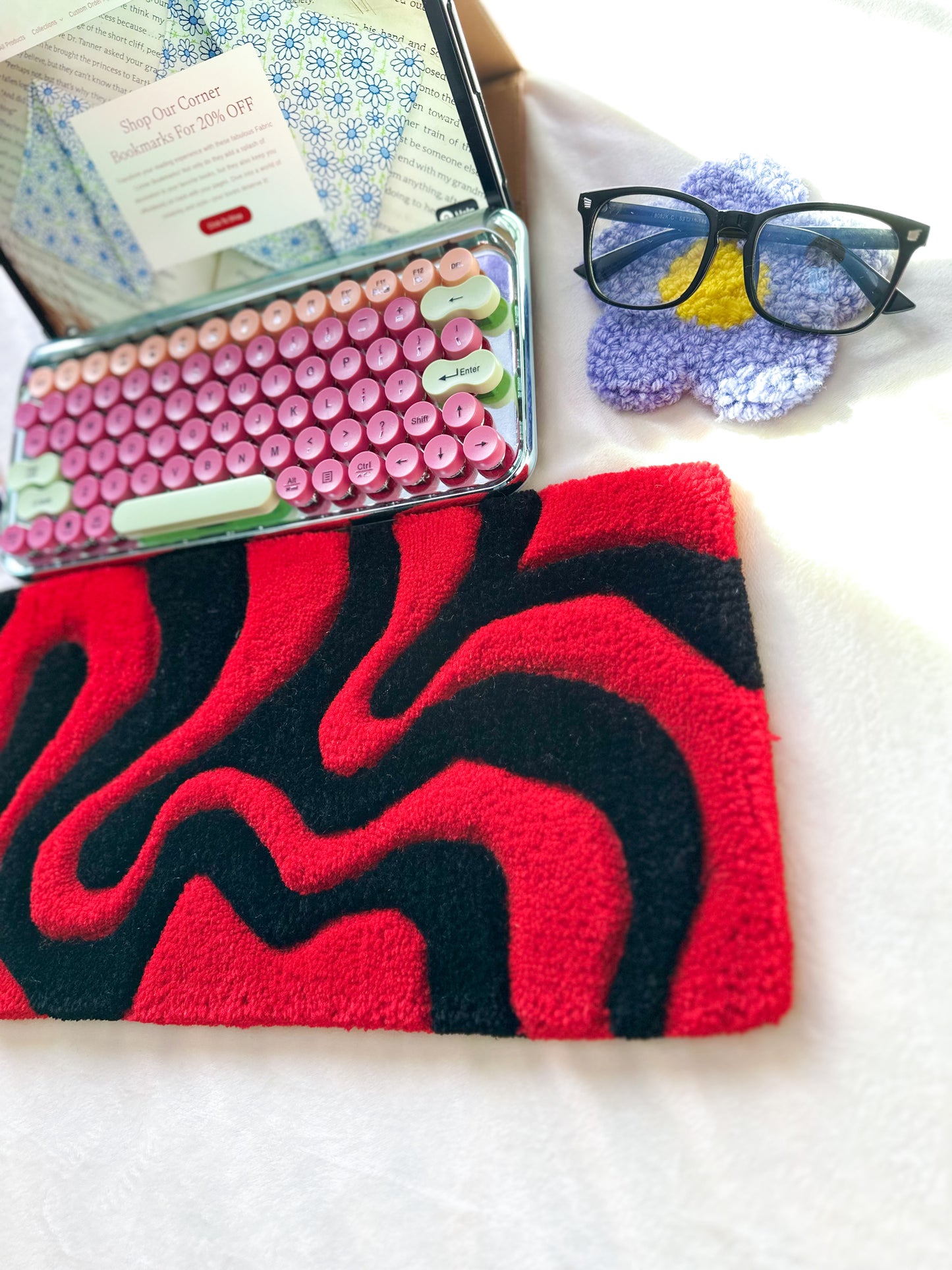 Red & Black Keyboard Rug Mat