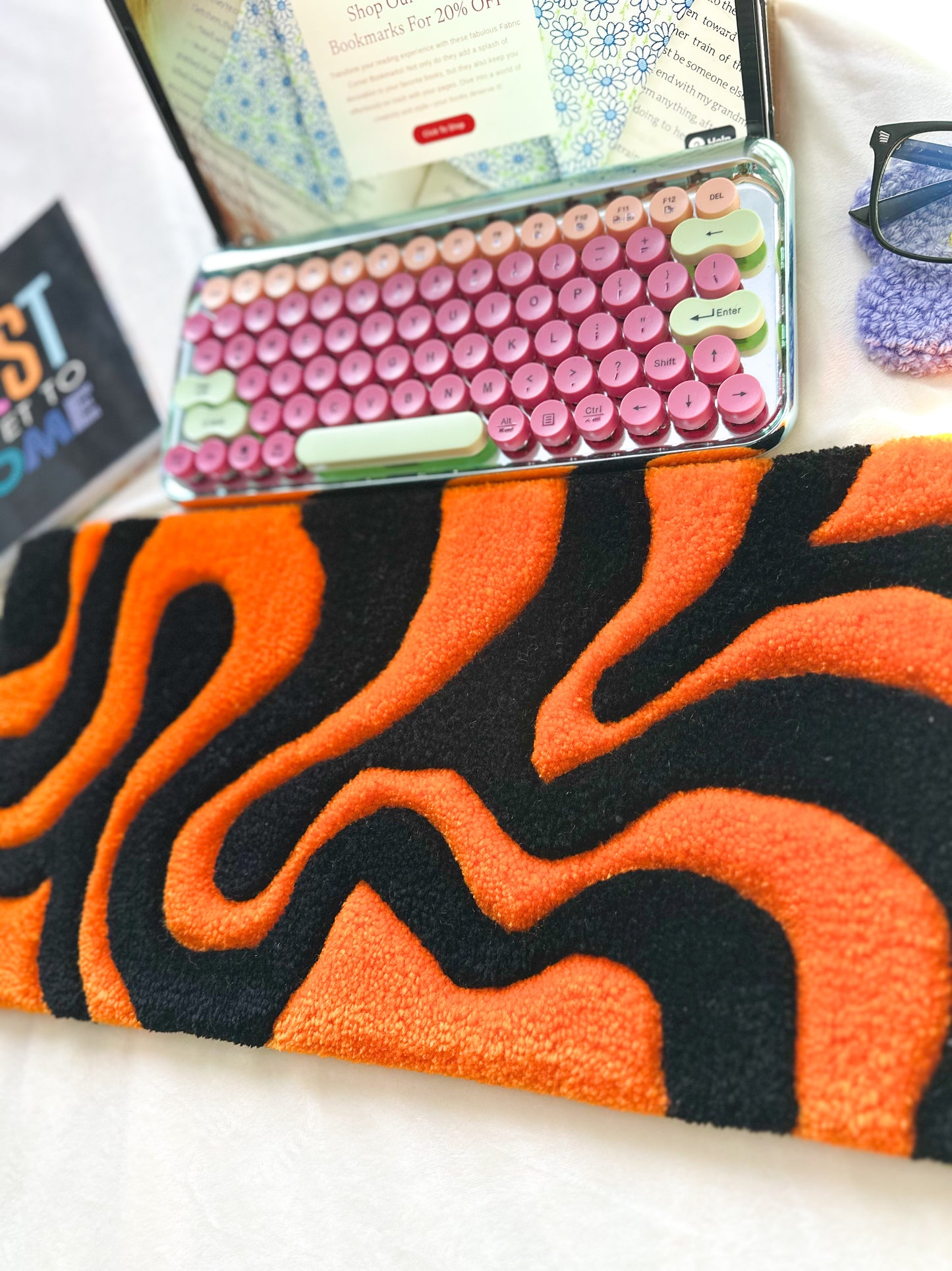 Orange & Black Keyboard Rug Mat