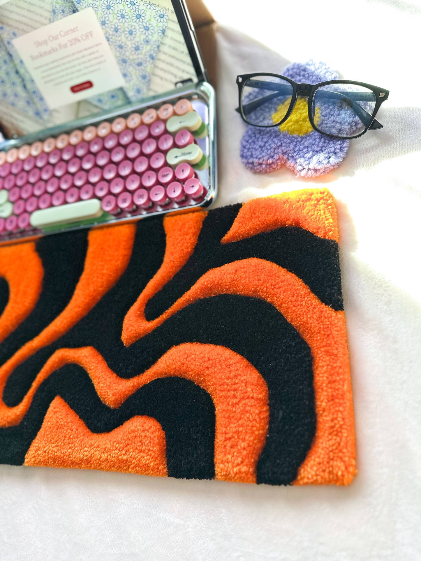 Orange & Black Keyboard Rug Mat