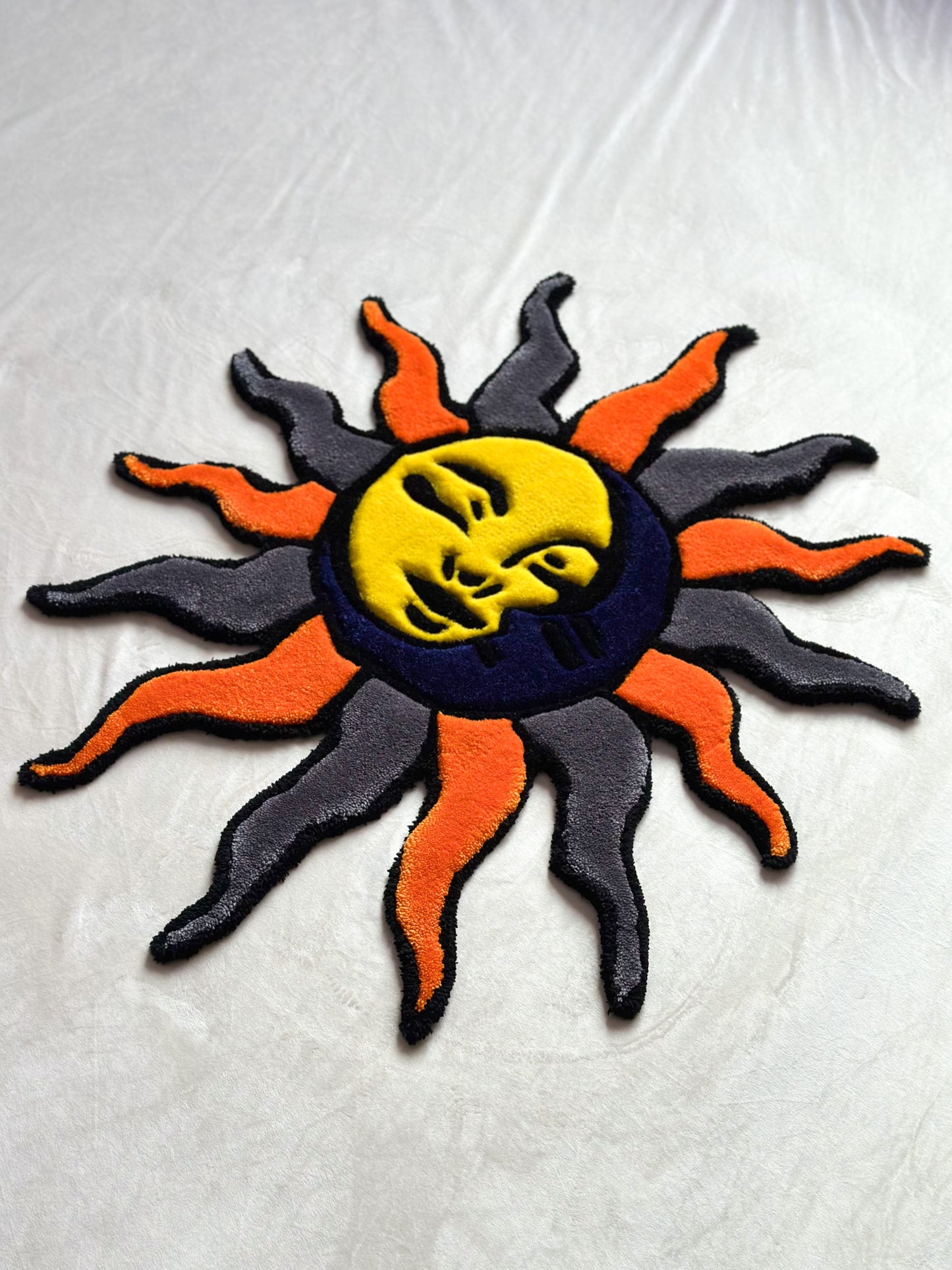 Yellow and Navy Blue Sun & Moon Rug