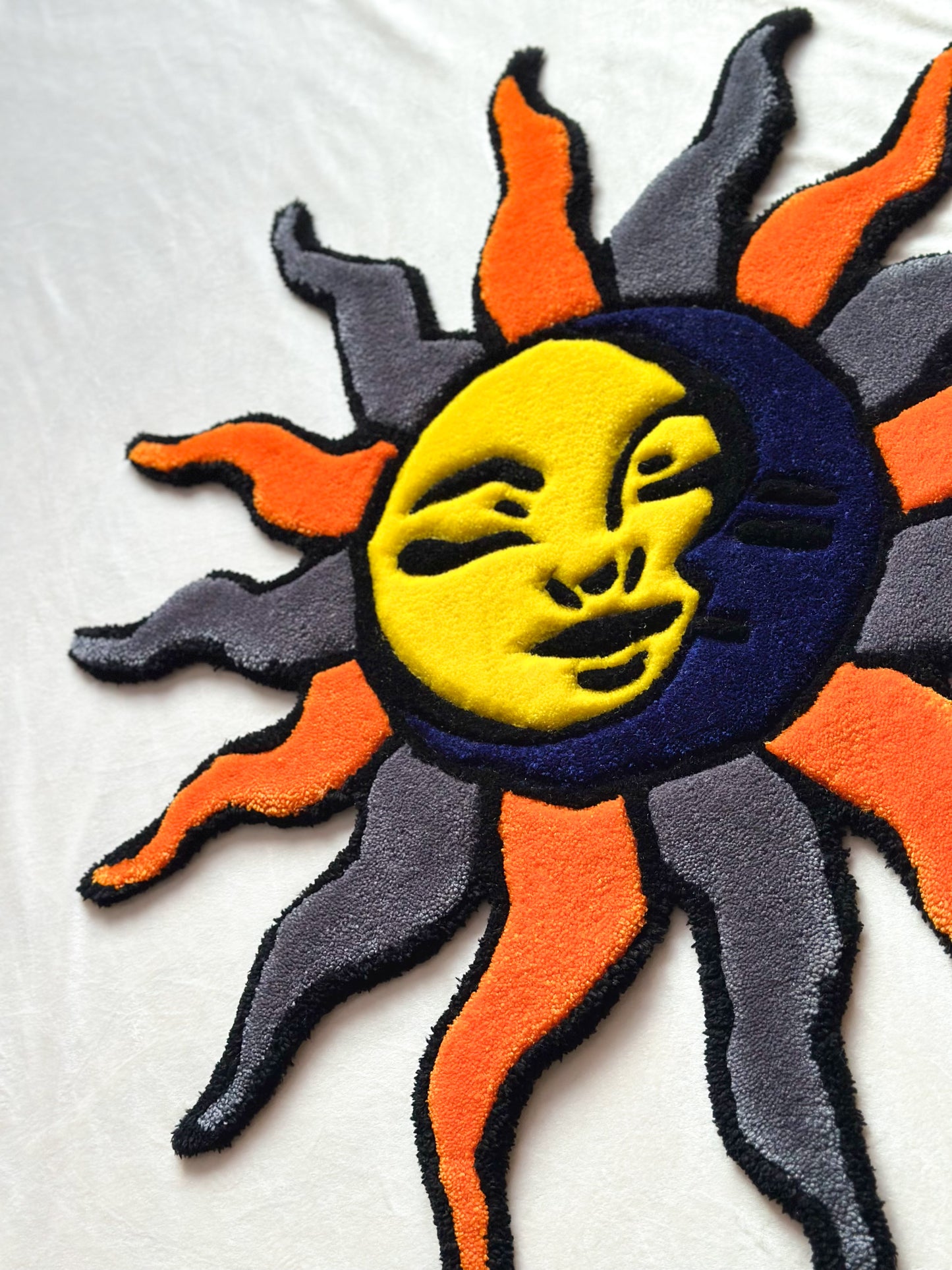 Yellow and Navy Blue Sun & Moon Rug