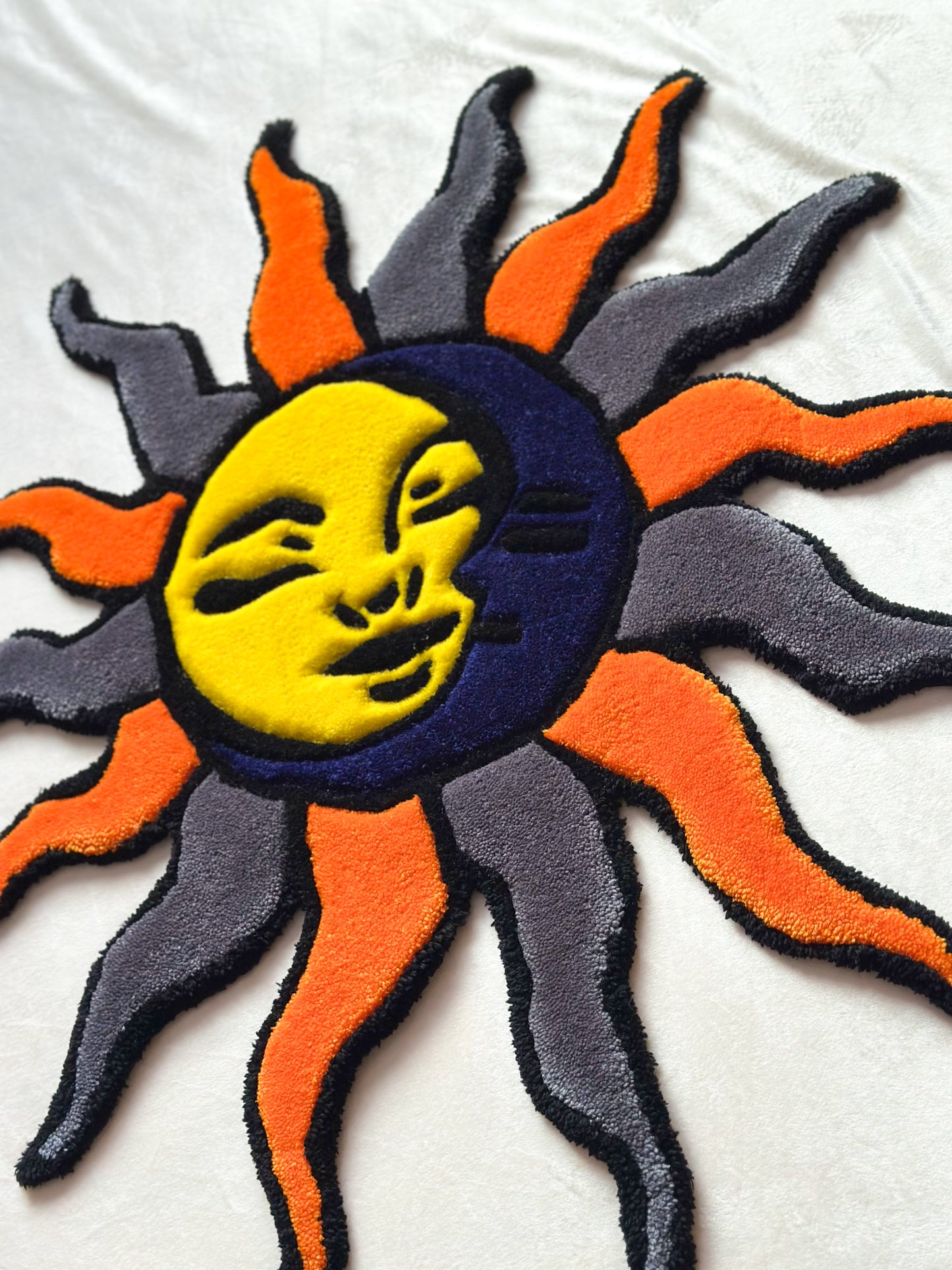 Yellow and Navy Blue Sun & Moon Rug