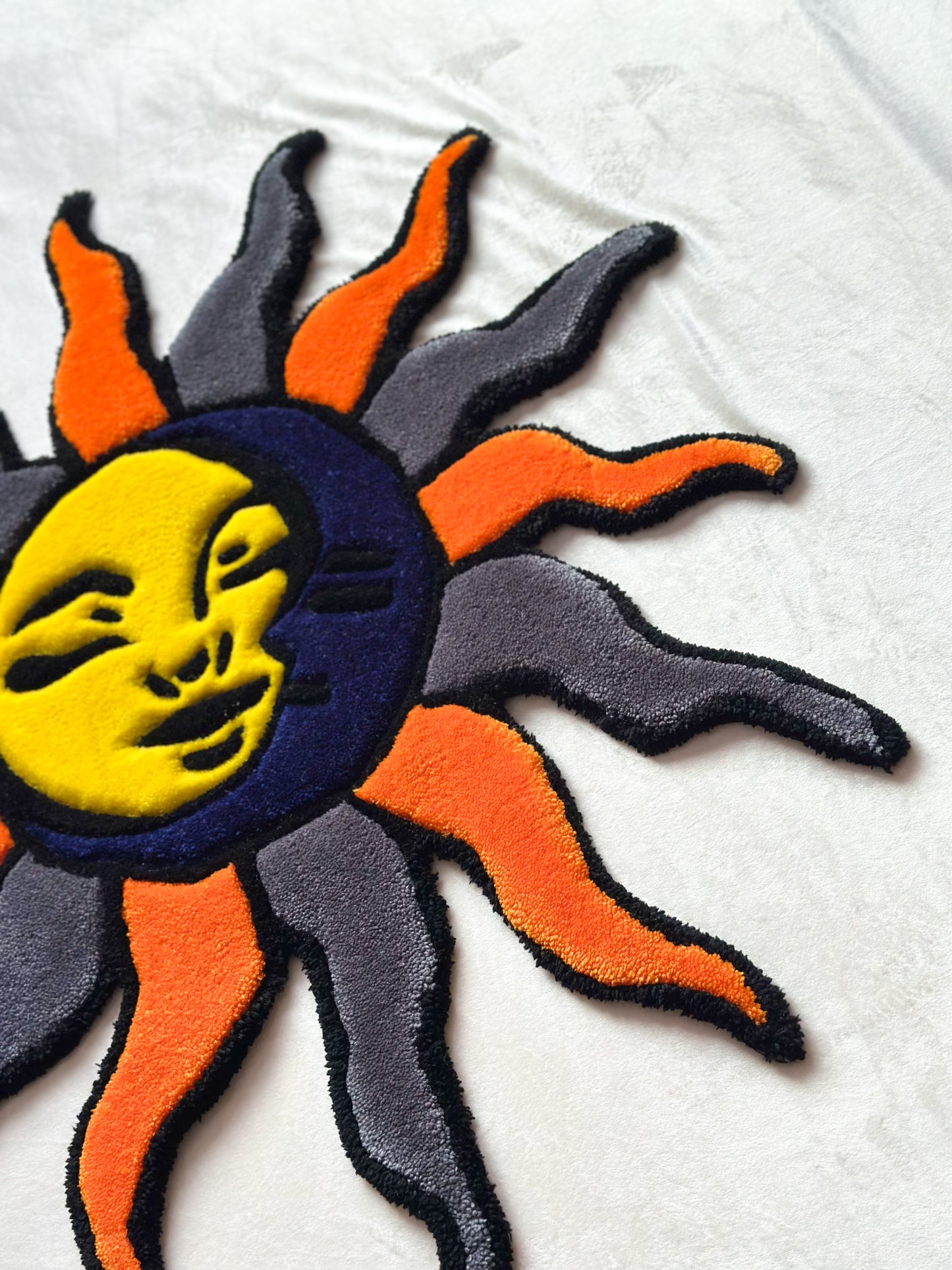 Yellow and Navy Blue Sun & Moon Rug