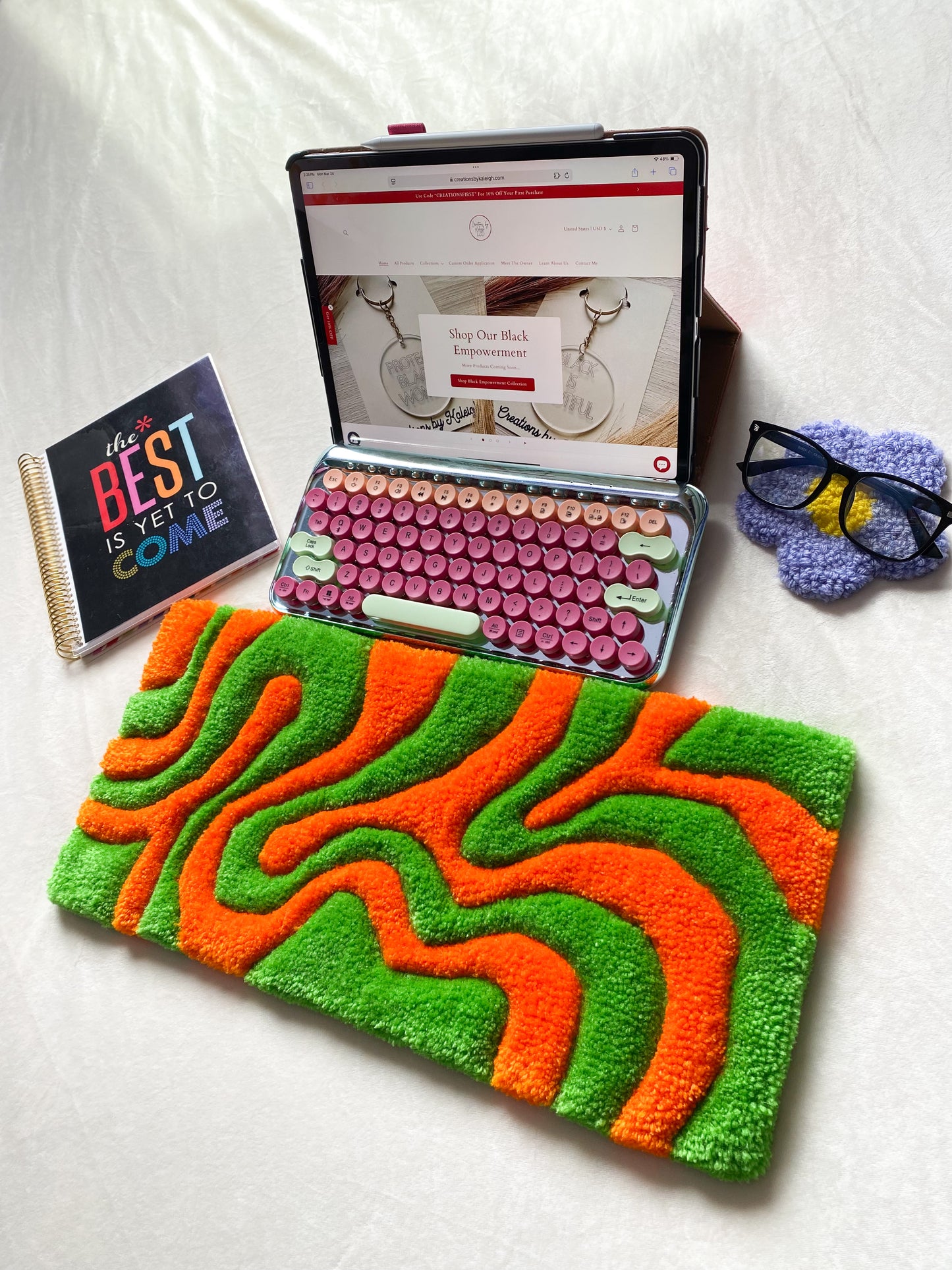 Orange & Green Keyboard Rug Mat
