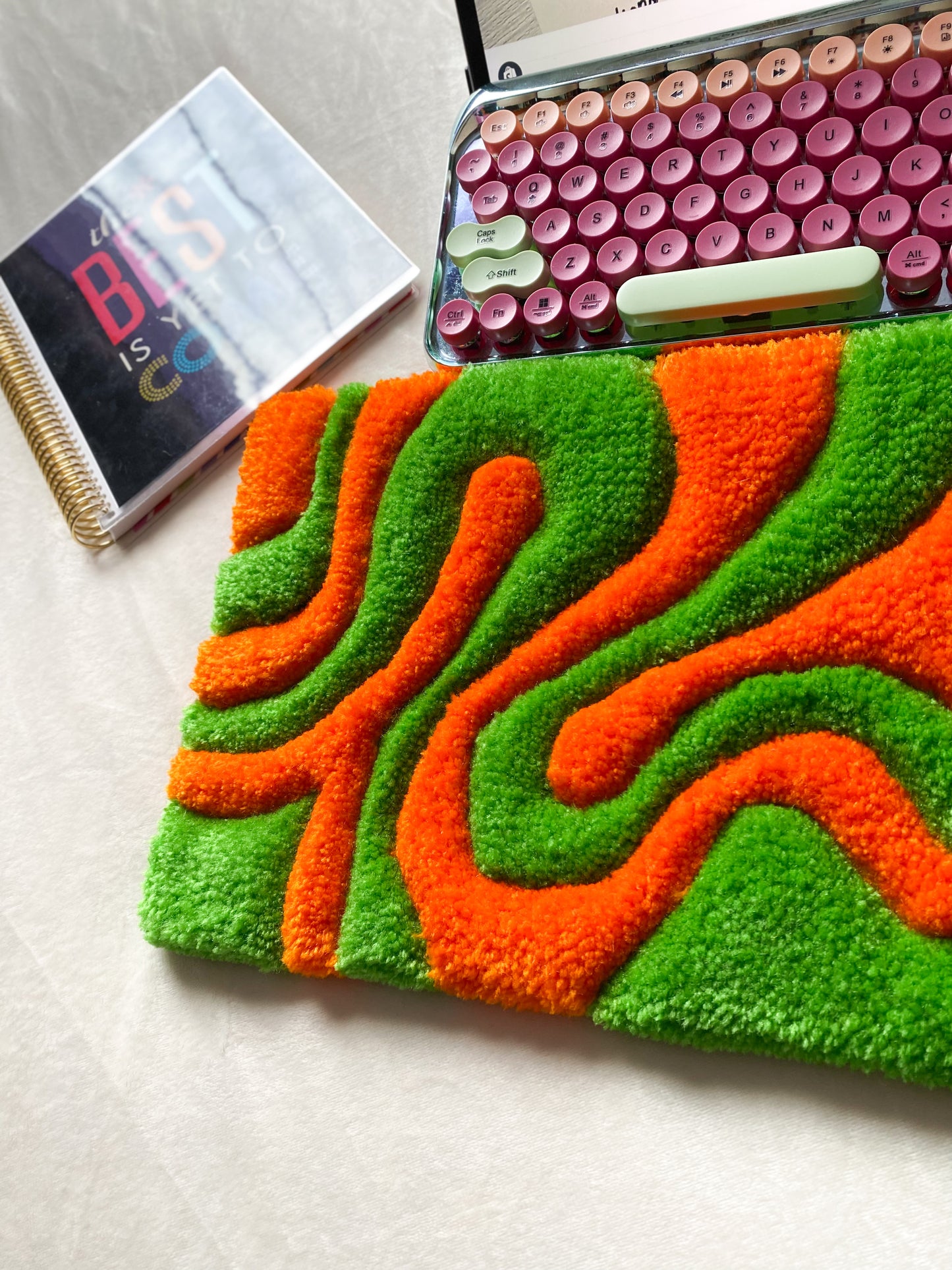 Orange & Green Keyboard Rug Mat