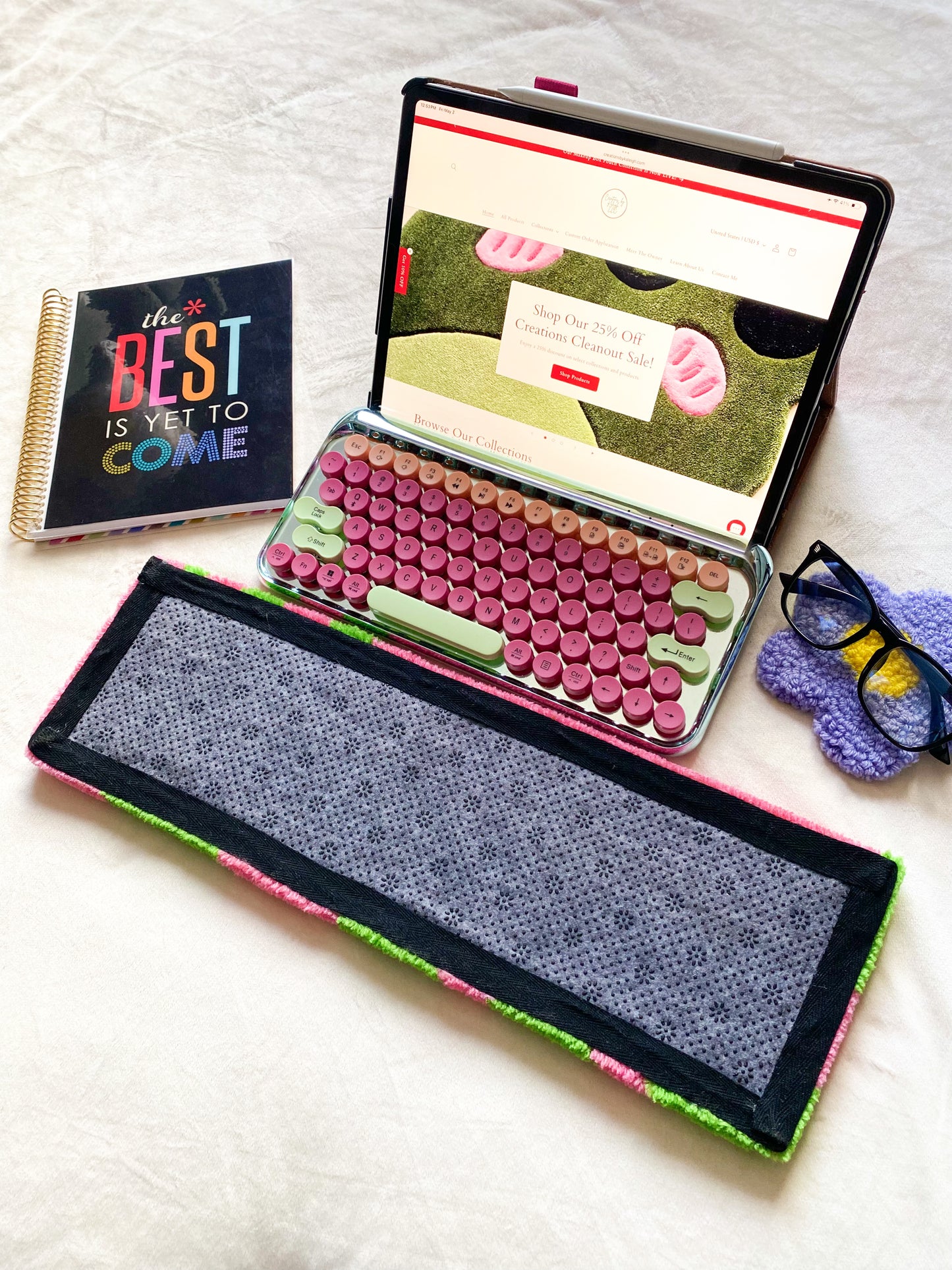 Pink & Green Keyboard Rug Mat