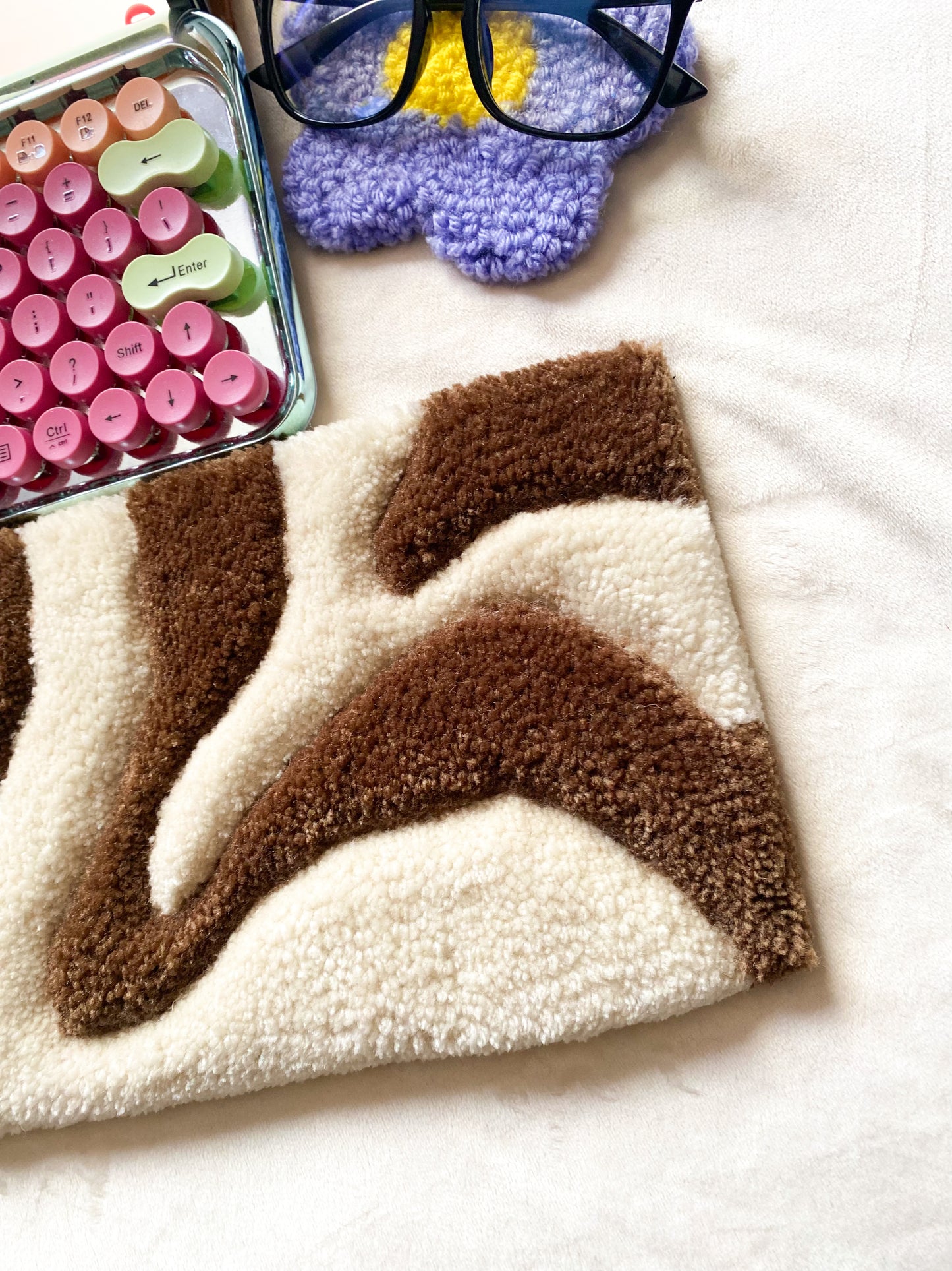 Light Brown & Light Beige Keyboard Rug Mat