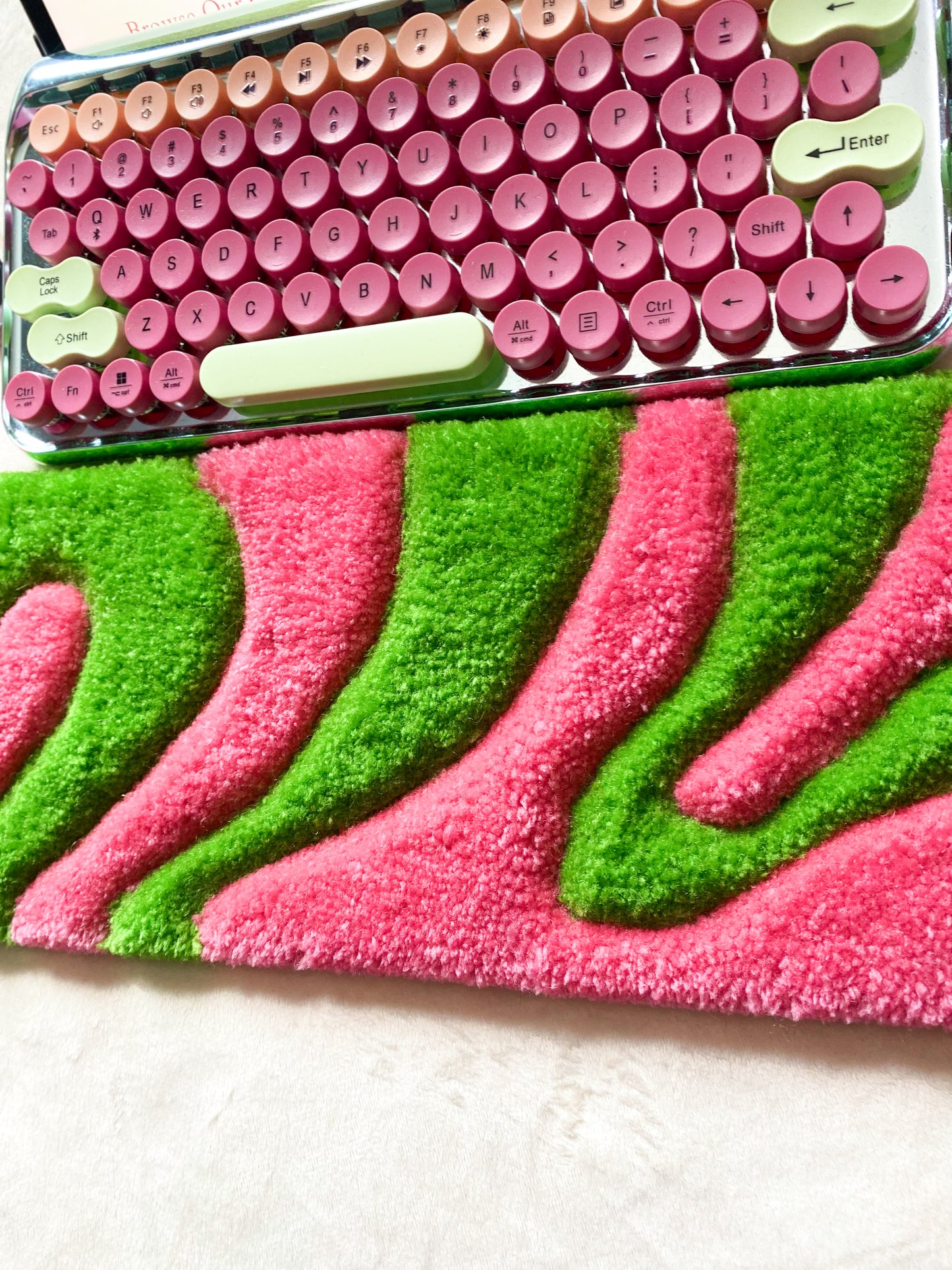Pink & Green Keyboard Rug Mat