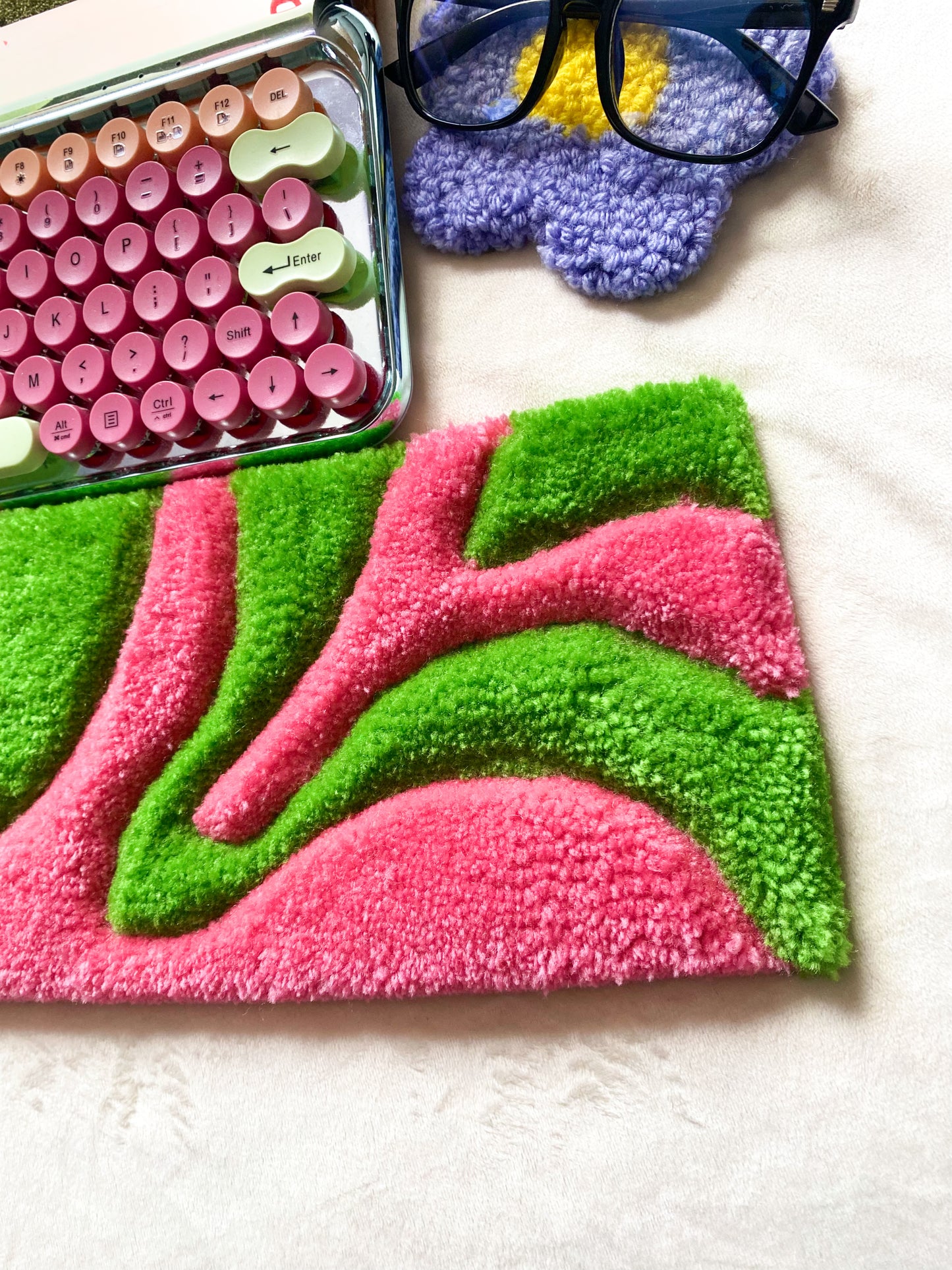 Pink & Green Keyboard Rug Mat