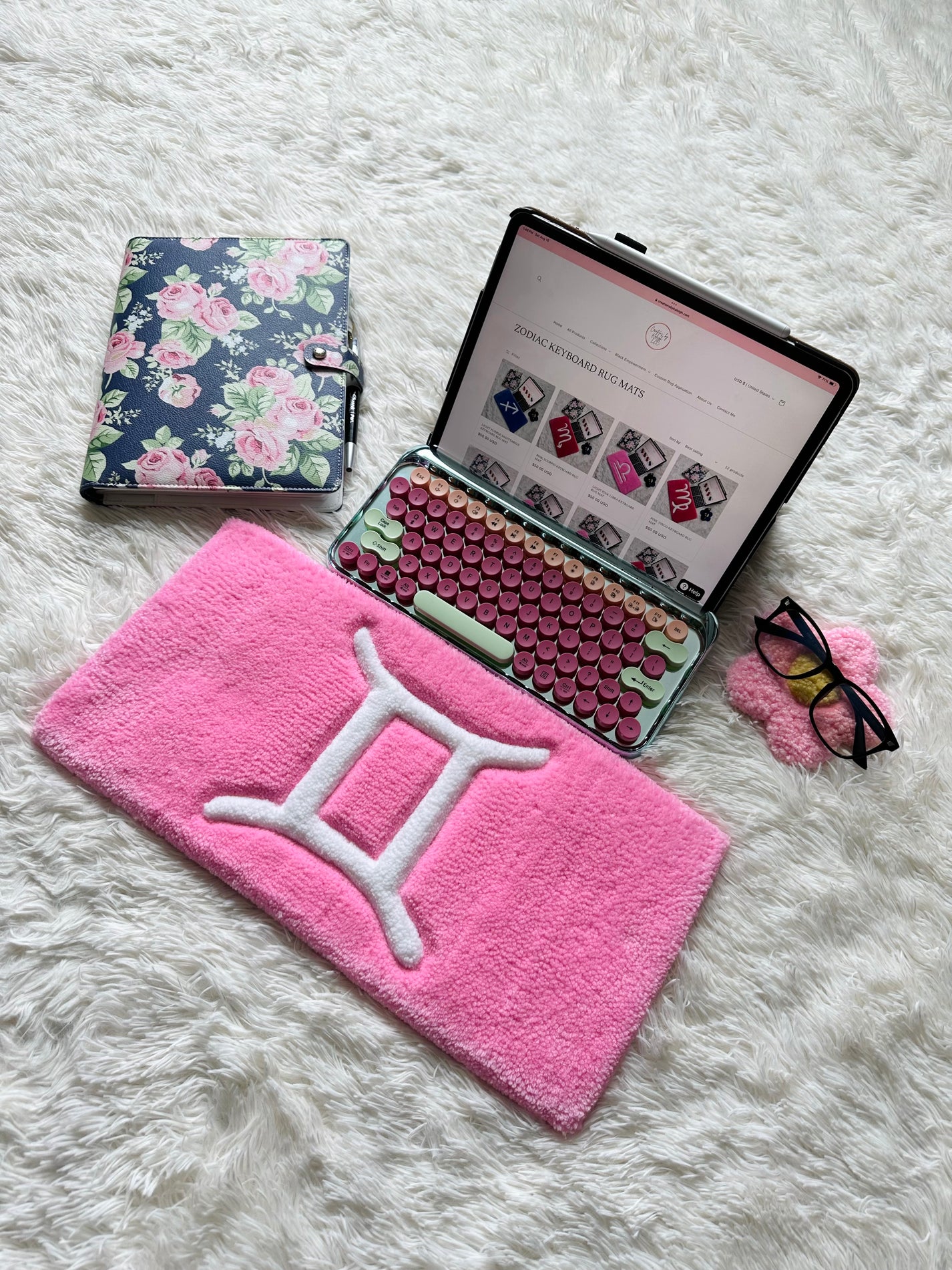 LIGHT PINK GEMINI KEYBOARD RUG MAT – Creations by Kaleigh LLC