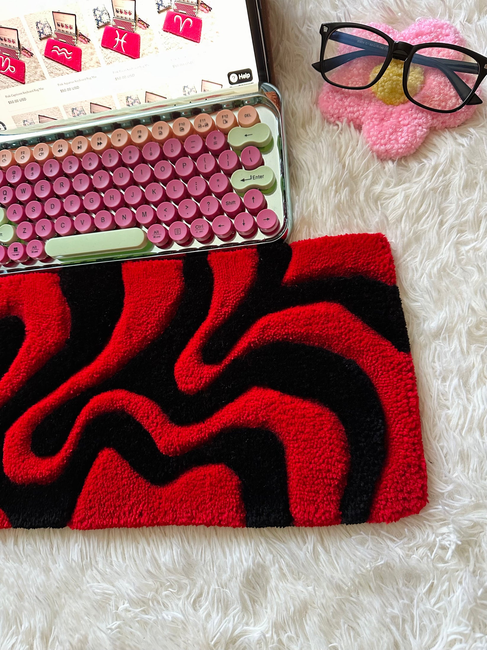 Red and Black Keyboard Rug Mat – Creations by Kaleigh LLC