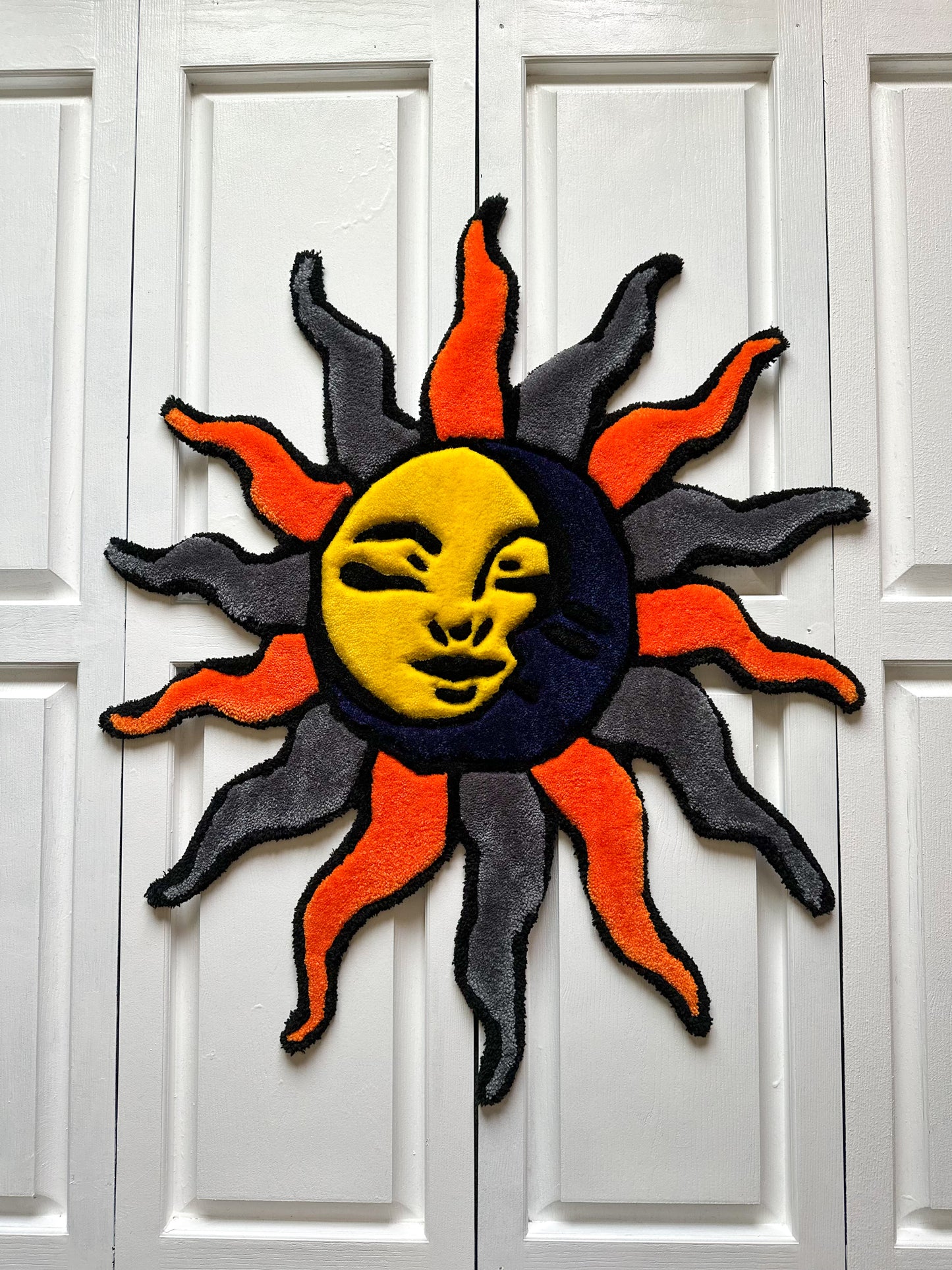 Yellow and Navy Blue Sun & Moon Rug