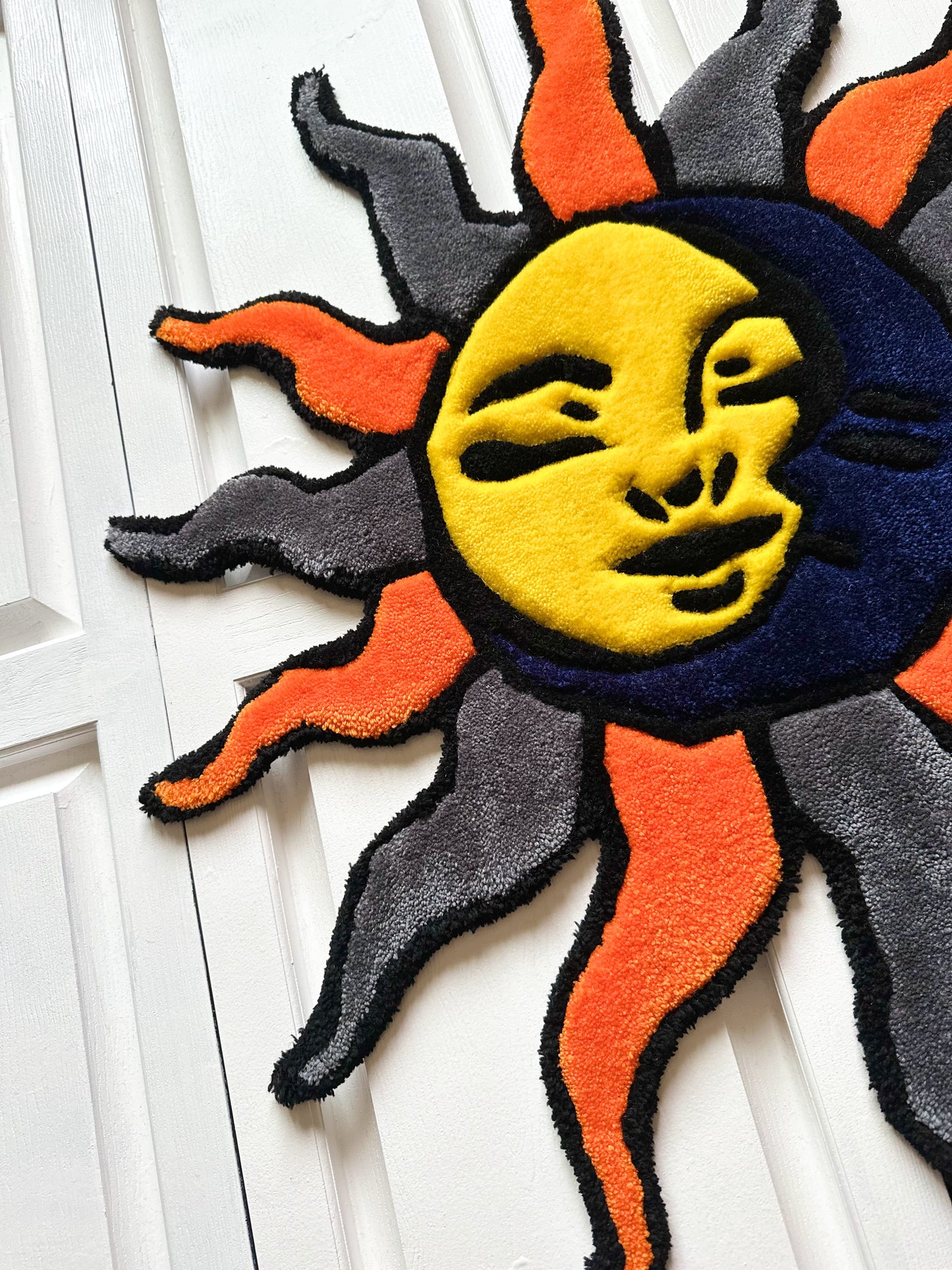 Yellow and Navy Blue Sun & Moon Rug