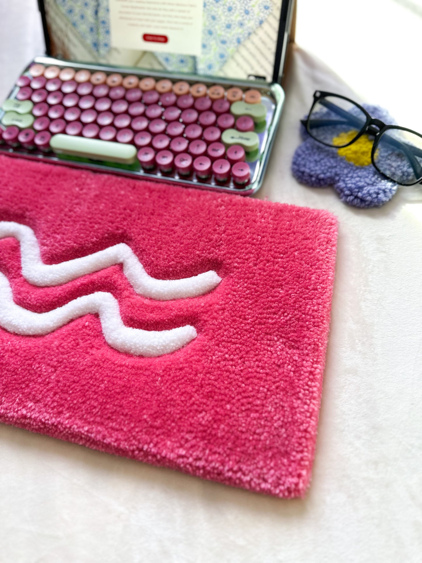 Pink Aquarius Keyboard Rug Mat