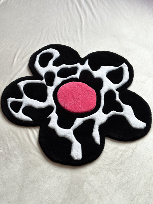 Flower Cow Print Rug