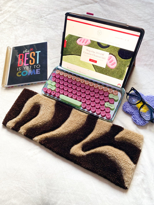 Dark Brown & Beige Keyboard Rug Mat