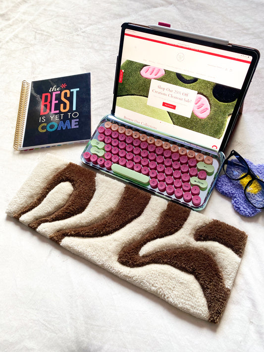 Light Brown & Light Beige Keyboard Rug Mat