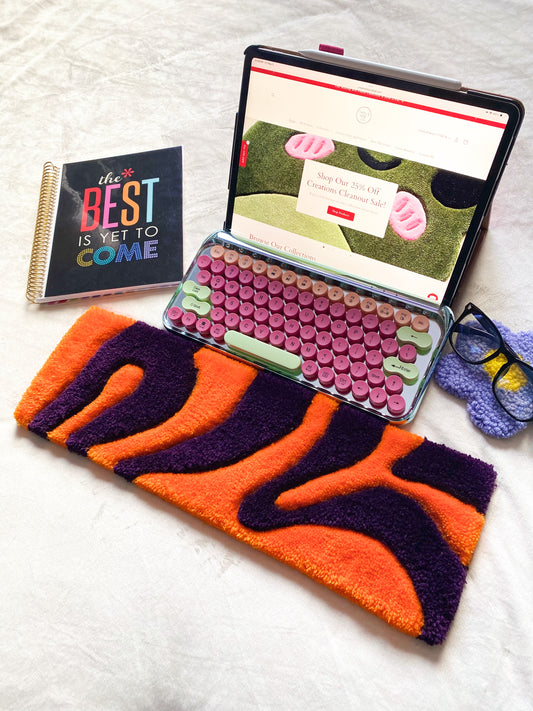 Orange & Dark Purple Keyboard Rug Mat