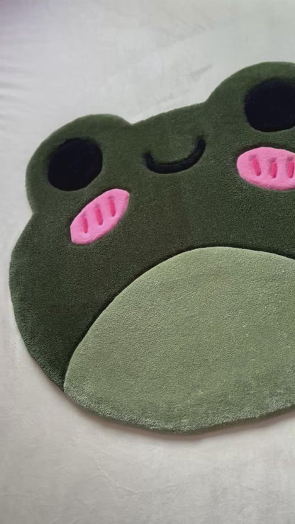 Cute Green Frog Rug